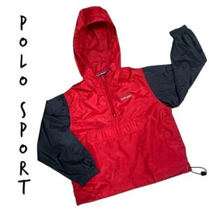 Polo Sport red and black hooded windbreaker size 4 kids